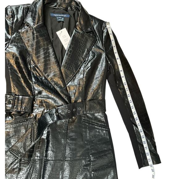 French Connection Clancy Belted Mini Dress Blackout Size 4 NWT Two Side Pockets - Picture 10 of 16